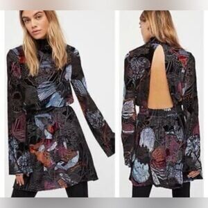 Free People Velvet Turtleneck Dress with Open Back